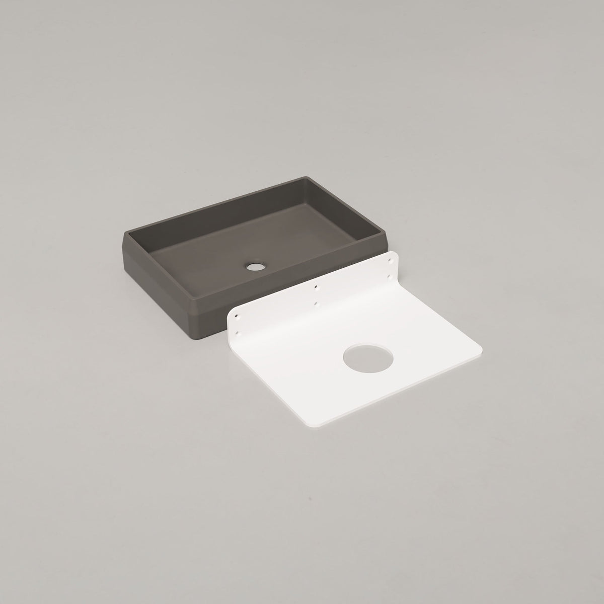 Nood Co Prism Rectangle Concrete Basin in Mid Tone Grey | Nood Co