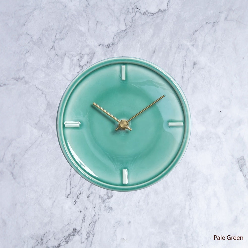Tohoku Hand Glazed Japanese Large Sized Clock in Pale Green