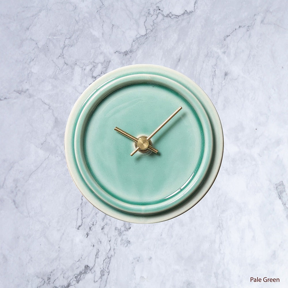 Okinawa Hand Glazed Japanese Medium Clock in Pale Green