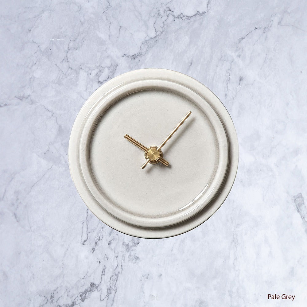Okinawa Hand Glazed Japanese Medium Clock in Pale Grey