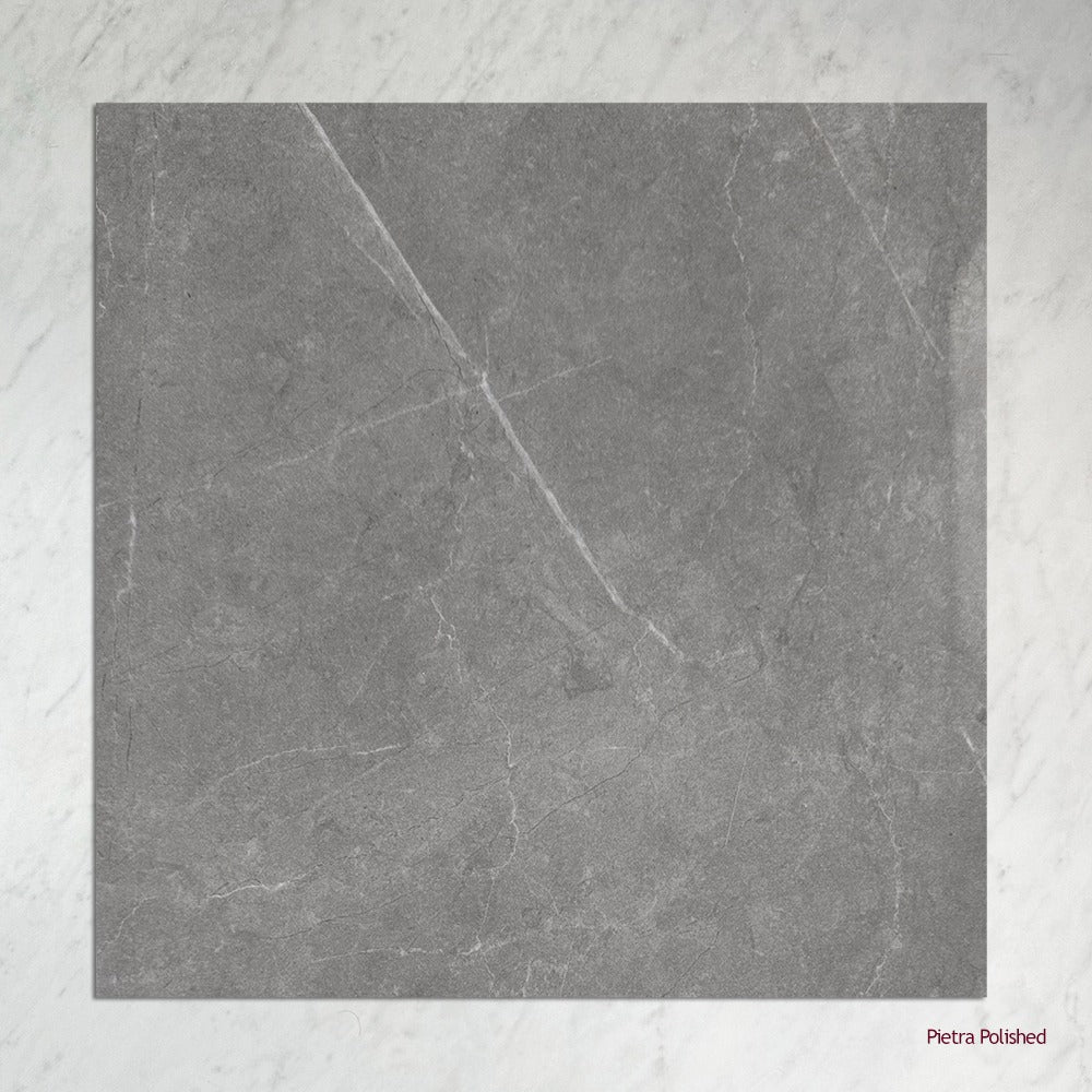 Builders Range Pietra Floor and Wall Tile in Grey, Polished finish
