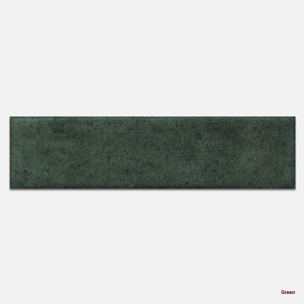 Portofino Brick Ceramic Wall Tile 65×260 mm in Green, Gloss finish