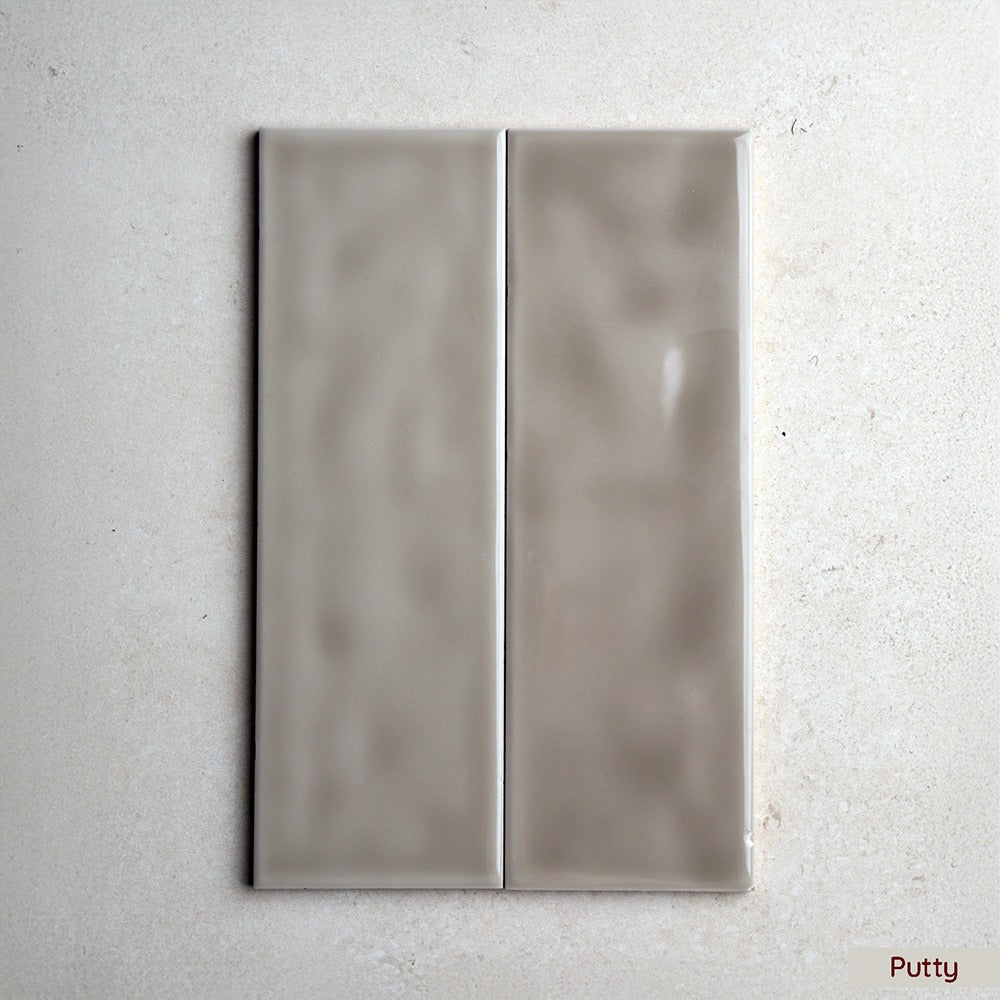 Windermare Series Subway Wall Tile 75 x 225 mm in Putty, Gloss finish