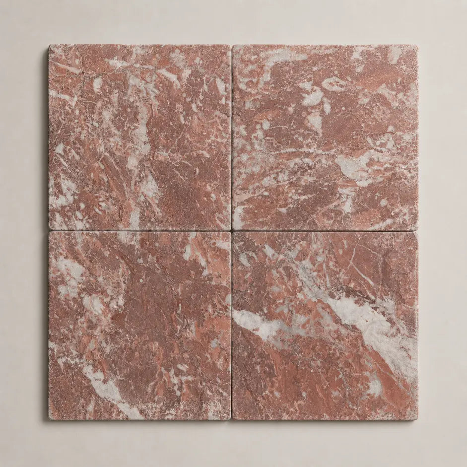 Rosso Square Marble Tile & Mosaic | Tumbled Natural Stone