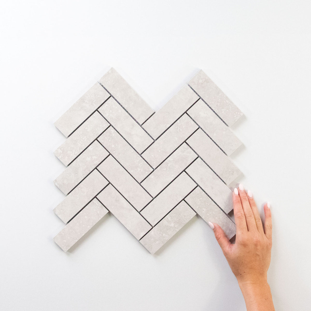 Roma Travertine Look Porcelain Herringbone Mosaic