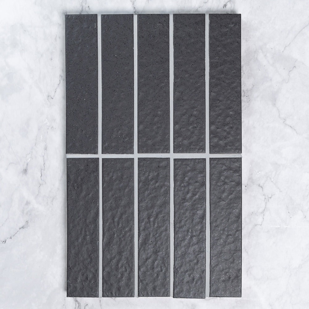 Kazoku Sabi Matt Glazed Japanese Mosaic Tille in Charcoal