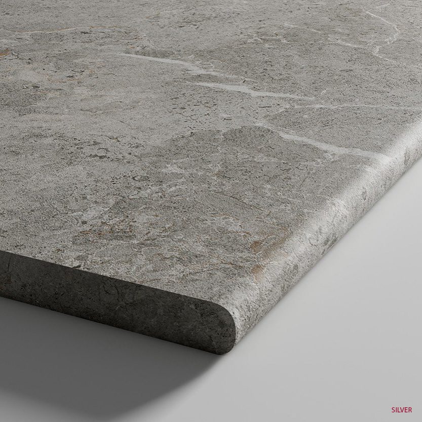 Cosmic Series Porcelain Bullnose Tile in Silver, Matt finish