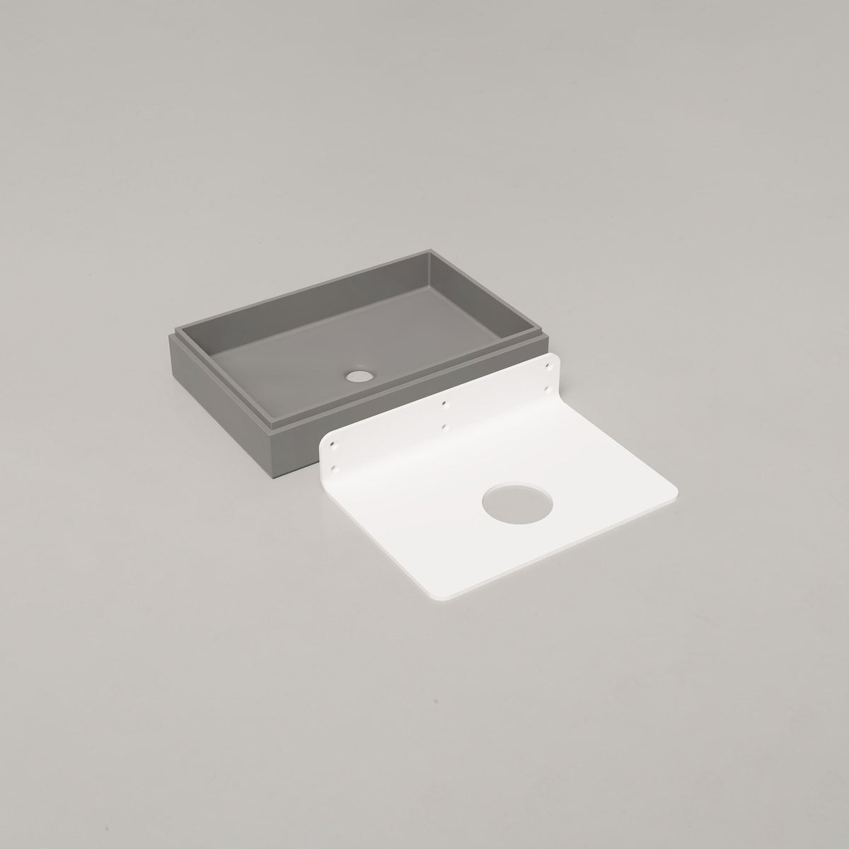 Nood Co Stepp Rectangle Concrete Basin in Sky Grey | Nood Co