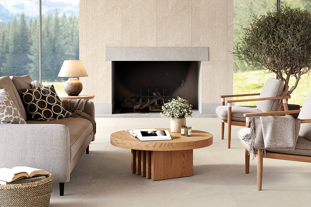 Cortina Porcelain Tile | Italian Stone Look Tile with 3D Vein Decor in Sabbia, Matt & Stream finish