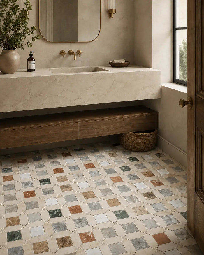 Safi Honed Natural Stone Marble Mosaic Set