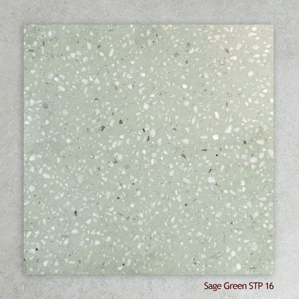Terrazzo Architectural Range Natural Stone Tile in Sage Green, Honed finish