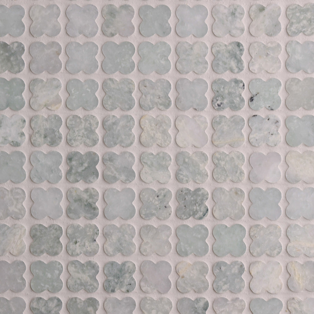 Alhambra Flower Sage Green Marble Mosaic – Honed finish