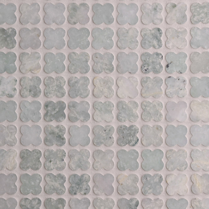 Alhambra Flower Sage Green Marble Mosaic – Honed finish