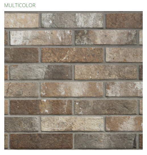 London Brick 60x250mm Floor & Wall Tile in Sunset, Multi, Fog, Beige & Charcoal, Rustic Natural finish