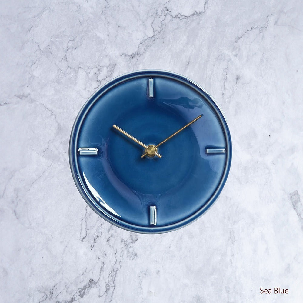Tohoku Hand Glazed Japanese Large Sized Clock in Blue