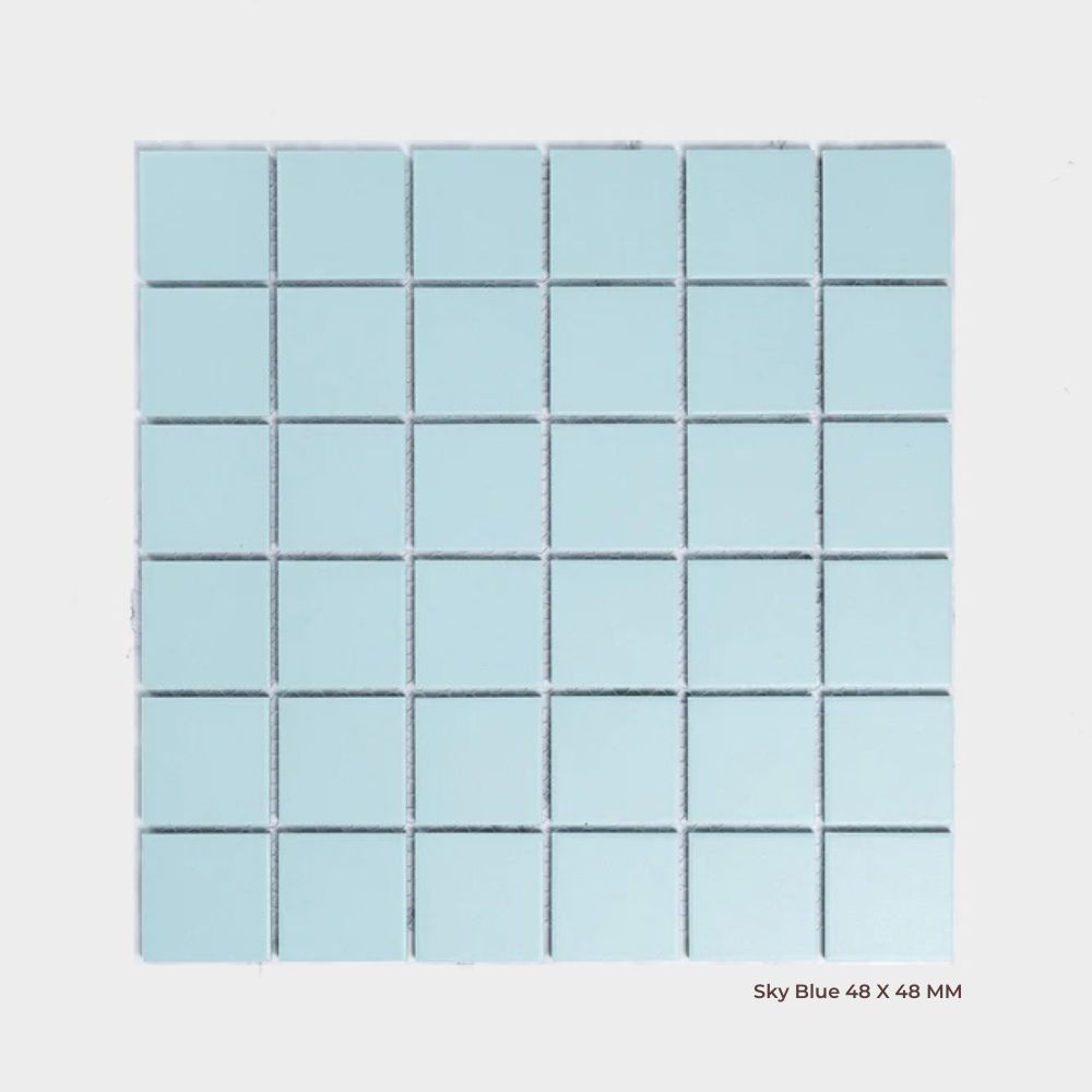 Bridges Series Square Mosaic in Sky Blue, Matt finish