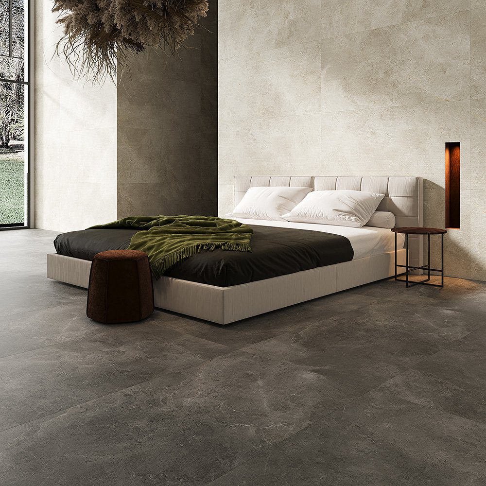 Cosmic Series Porcelain Bullnose Tile in Smoke, Matt finish