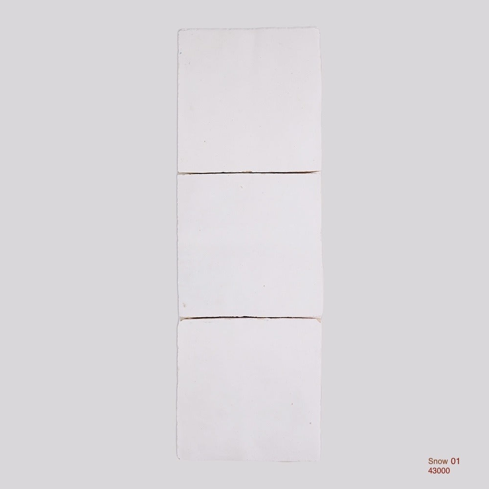 Zellige Moroccan Square Handmade Tiles in Snow, Glazed finish