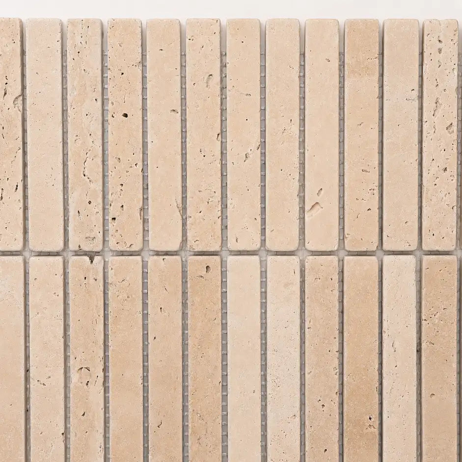 Travertine Stack Mosaic | Tumbled, Honed & Brushed Natural Stone