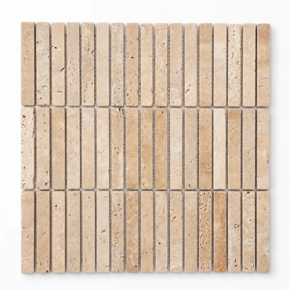 Travertine Stack Mosaic | Tumbled, Honed & Brushed Natural Stone