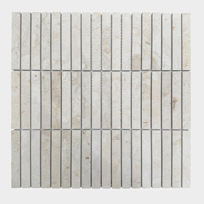 Utica Honed Natural Stone Mosaic in Beige, Tumbled finish
