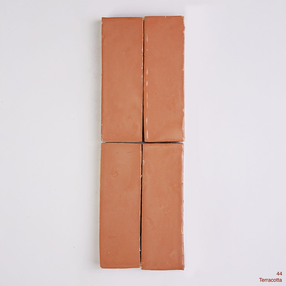 Zellige Bejmat Moroccan Handmade Tiles in Terracotta, Glazed finish