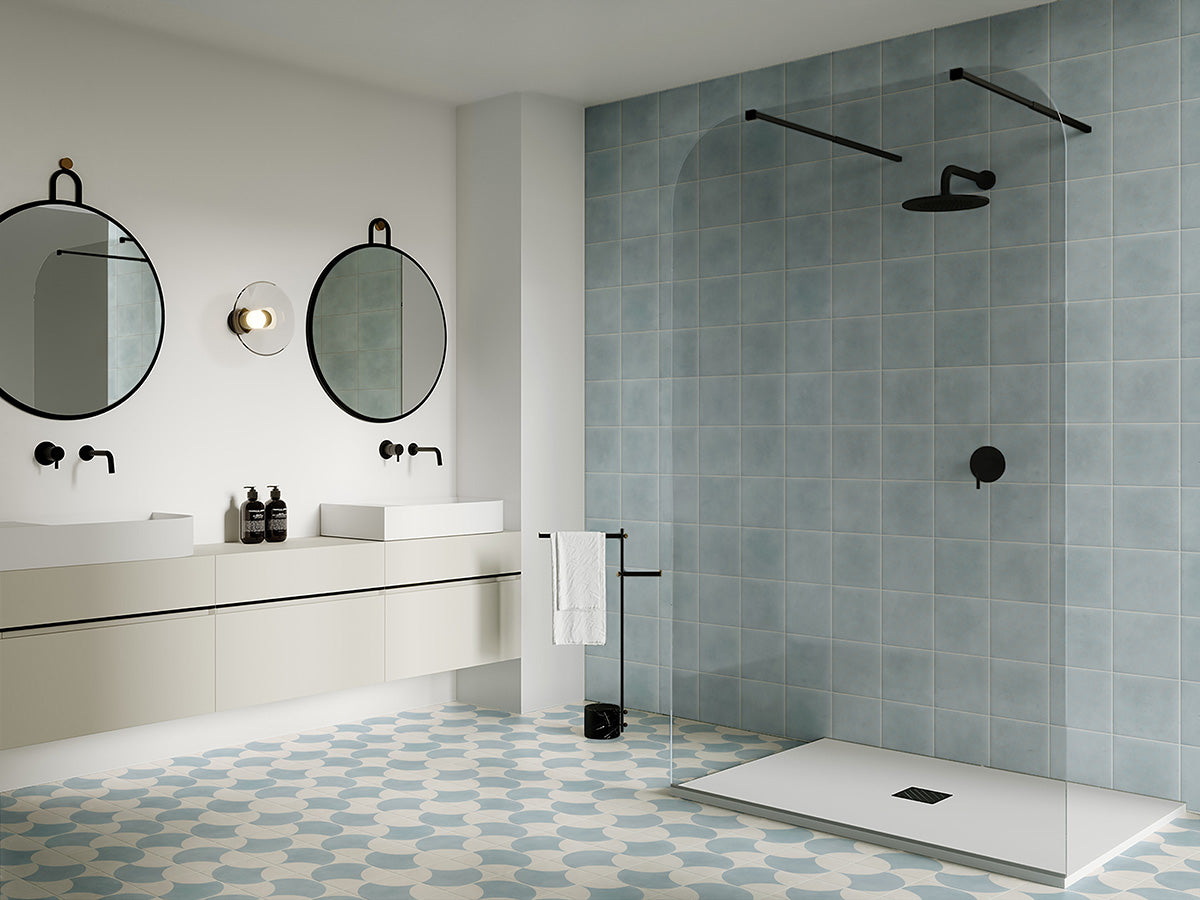Tiffany Series Porcelain Floor and Wall Tile in Blue, Butter, Sage & White, Matt finish