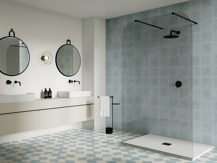 Tiffany Series Porcelain Floor and Wall Tile in Blue, Butter, Sage & White, Matt finish
