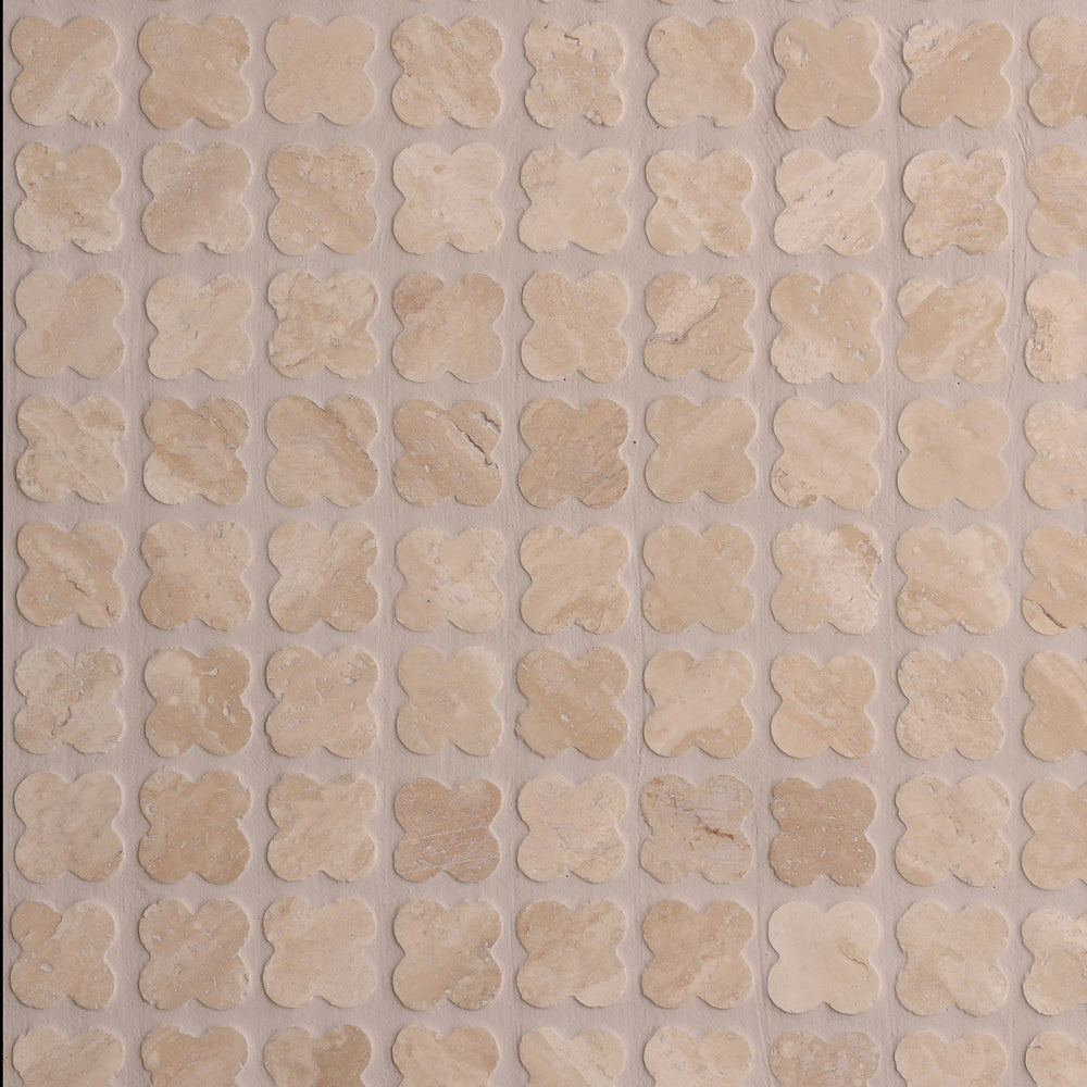 Alhambra Flower Travertine Beige Mosaic – Honed finish