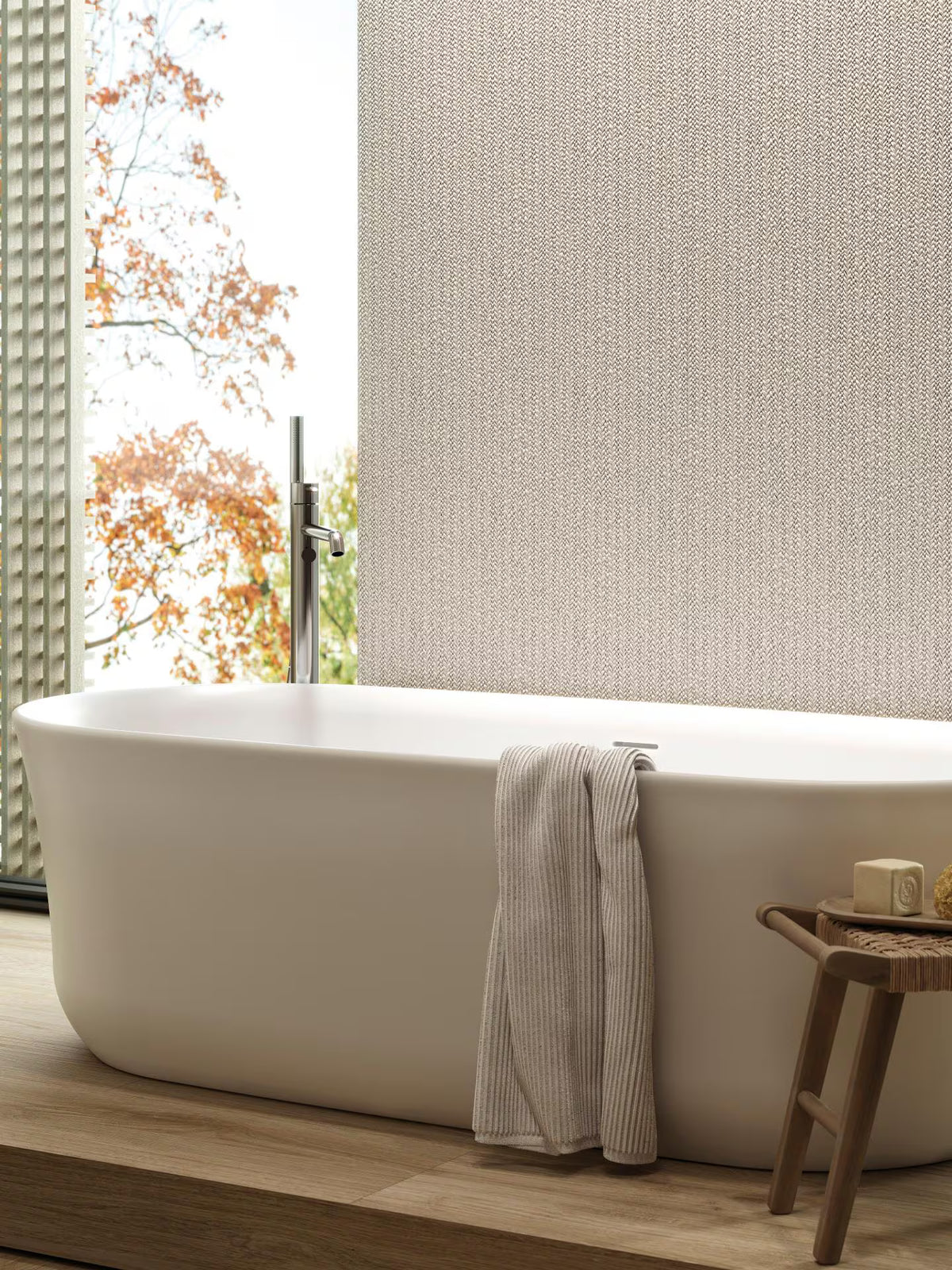 Porcelanosa Treccia Blanco Basketweave Texture Tile 596x1500 – 3D / Texture finish