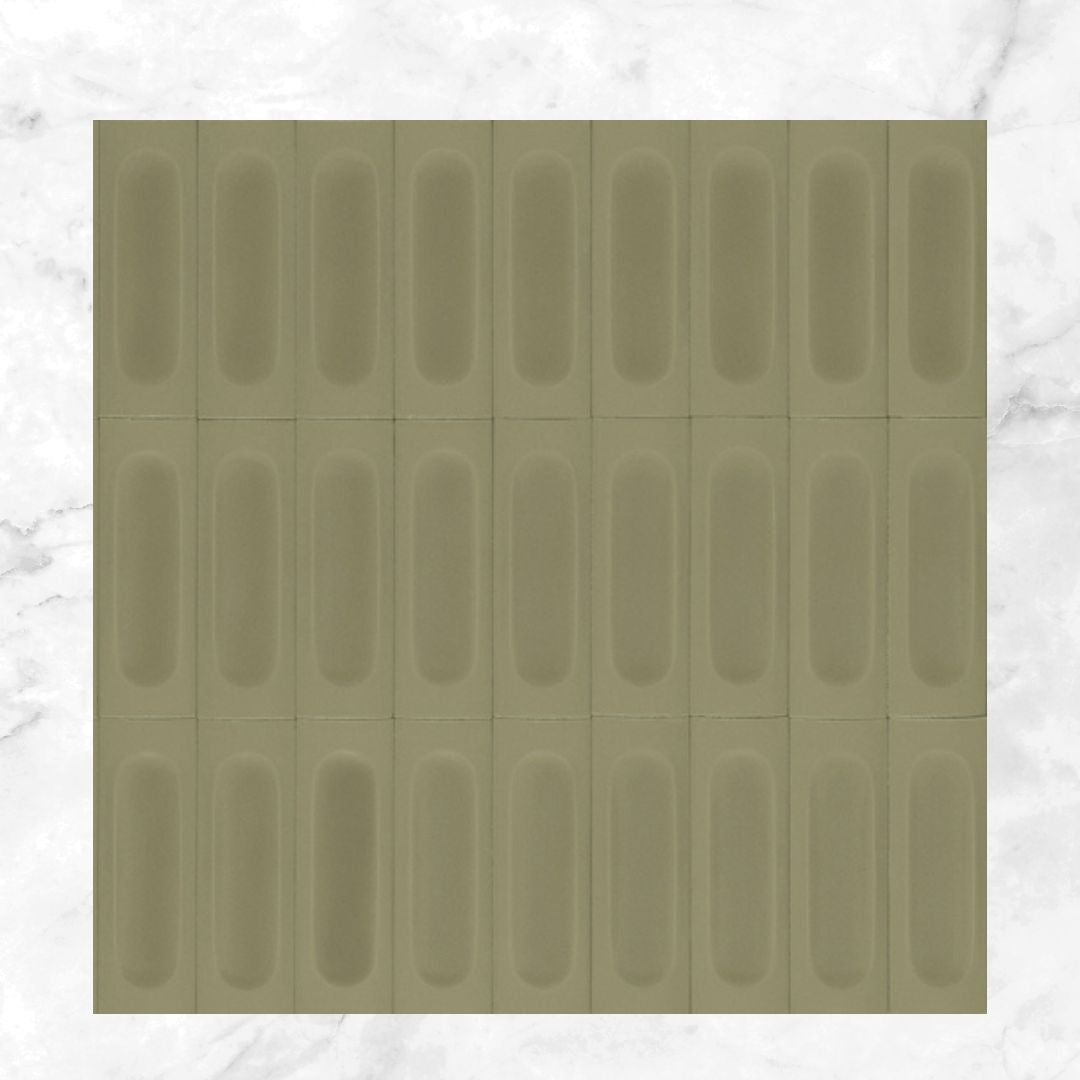 Confetto Series Porcelain Subway Tiles in Salvia, 3D / Texture finish