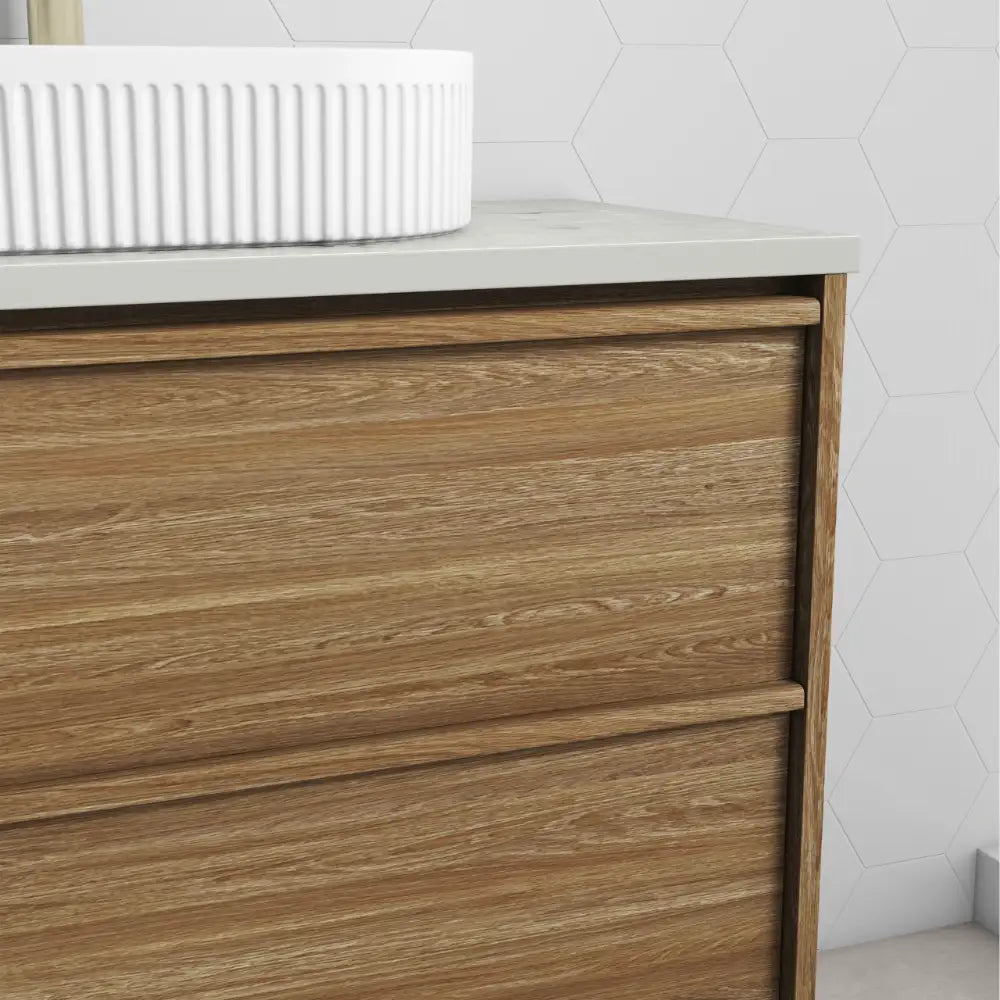 Aulic Venetta Fluted Framed Wall Hung Vanity 1200mm - Harvest Oak | Aulic