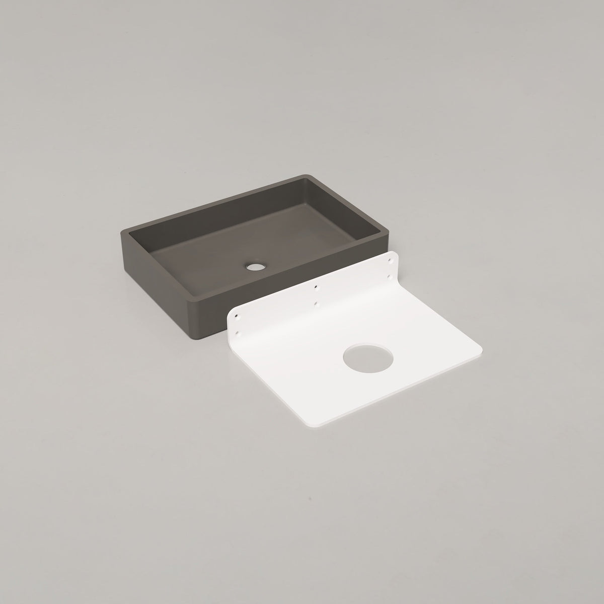 Nood Co Vesl Rectangle Concrete Basin in Mid Tone Grey | Nood Co