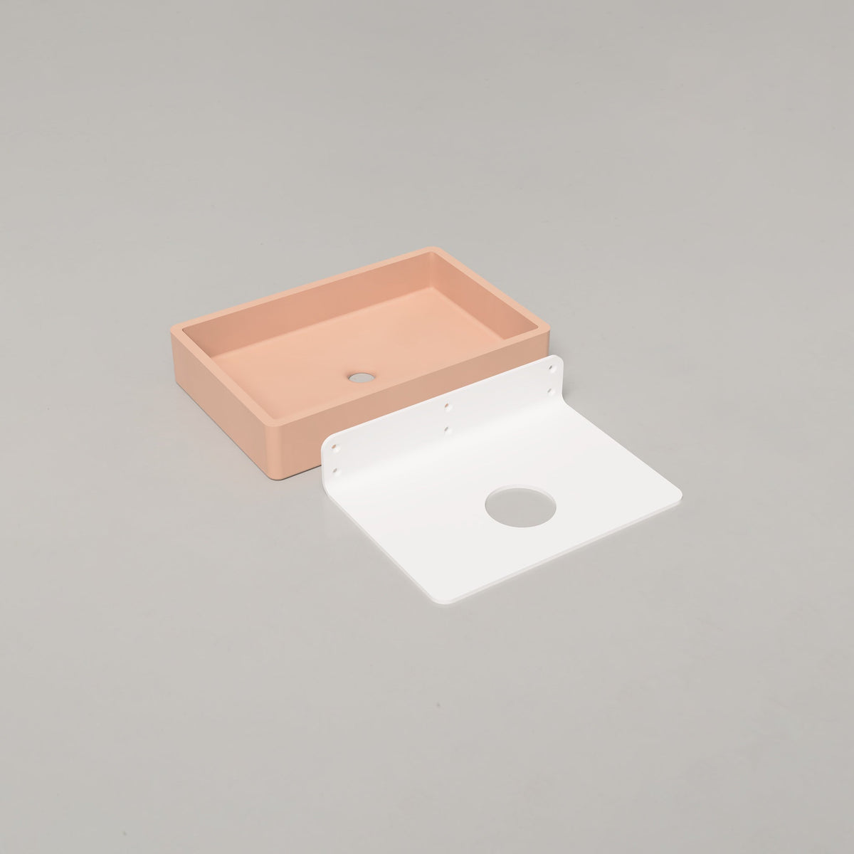 Nood Co Vesl Rectangle Concrete Basin in Pastel Peach | Nood Co