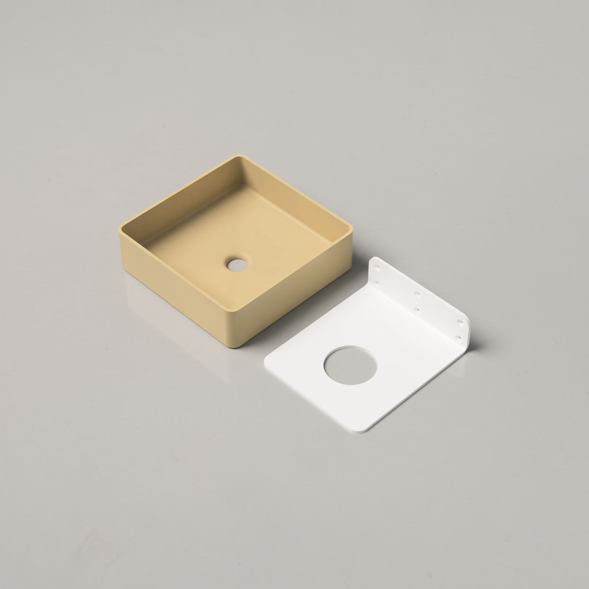 Nood Co Vesl Square Concrete Basin in Custard | Nood Co