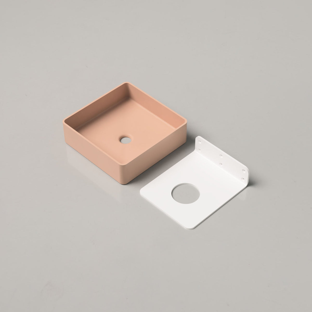 Nood Co Vesl Square Concrete Basin in Pastel Peach | Nood Co