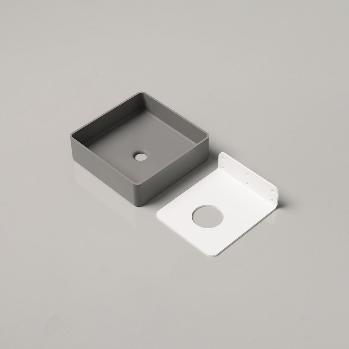 Nood Co Vesl Square Concrete Basin in Sky Grey | Nood Co