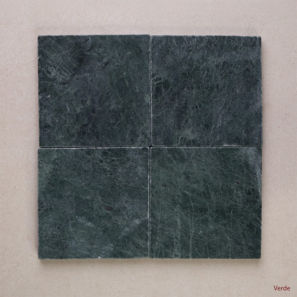 Tumbled Marble Square Natural Stone Tiles 100x100 mm in Verde