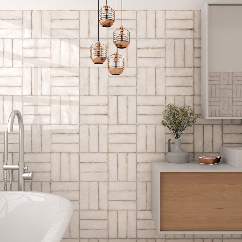 Vestige Spanish Subway & Square Wall Tile in Gesso, Satin finish