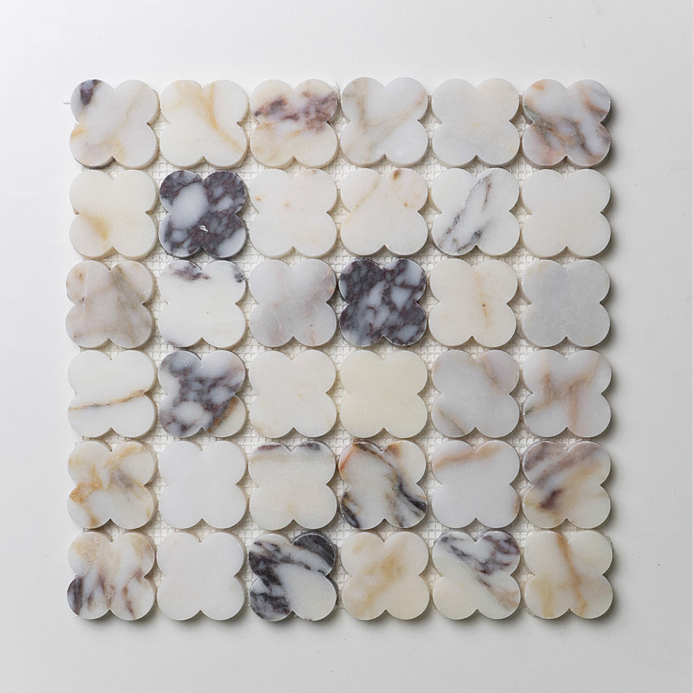 Alhambra Flower Viola Marble Mosaic 49 mm