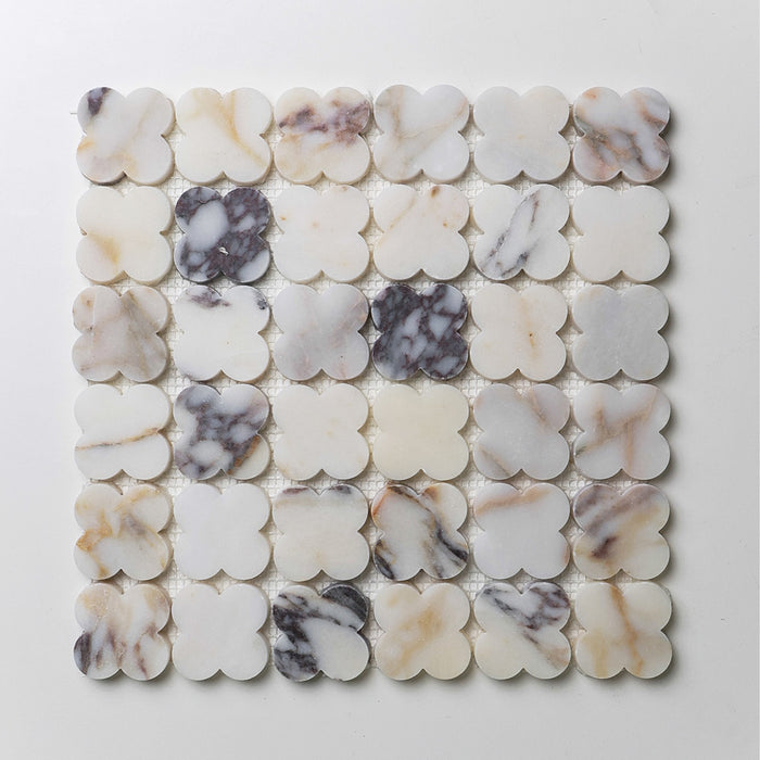 Alhambra Flower Viola Marble Mosaic 49 mm – Honed finish