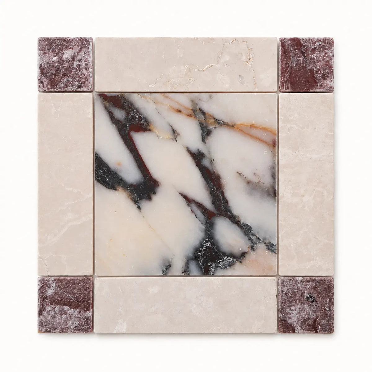 Tuscan Dot Marble Mosaic Set in Viola | Botticino, Honed finish