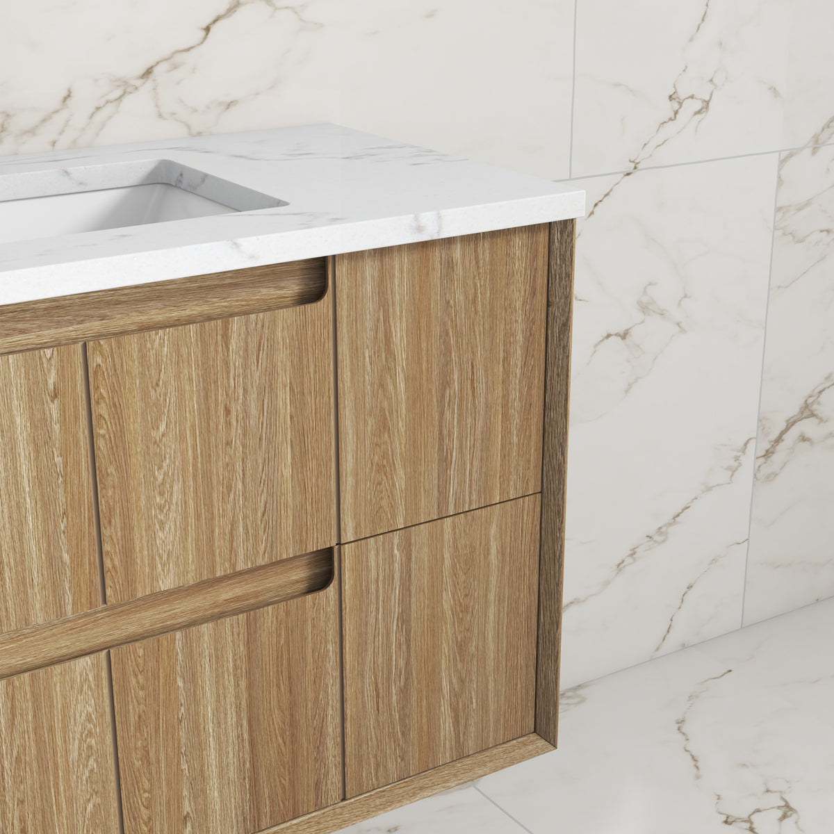 Aulic Voulari Framed Wall Hung Vanity 900mm - Harvest Oak | Aulic