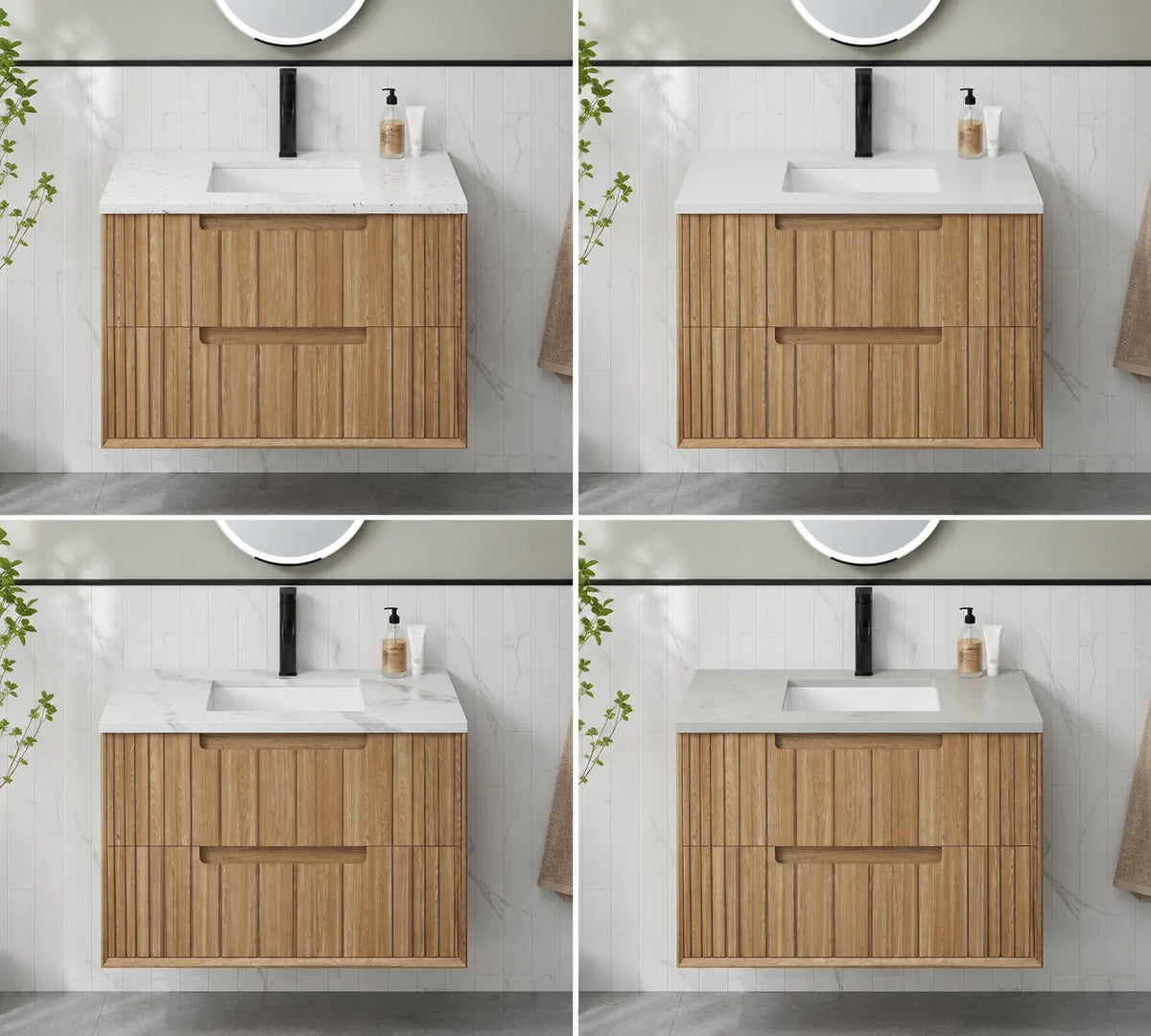 Aulic Voulari Framed Wall Hung Vanity 900mm - Harvest Oak | Aulic