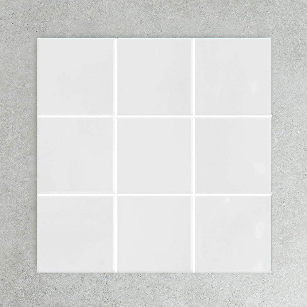 Retromix Series Glazed Porcelain Tile in White, Gloss finish