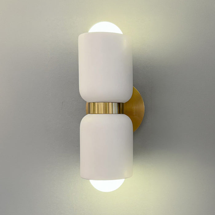 Lunara Harlow Ceramic Wall Light in Brass Gold / White #Colour_Brass Gold / White