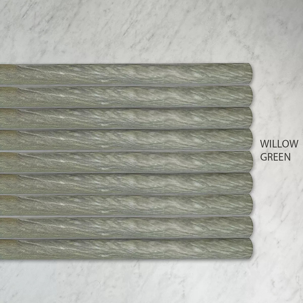 Convex Natural Stone Flutes in Willow Green, Honed finish