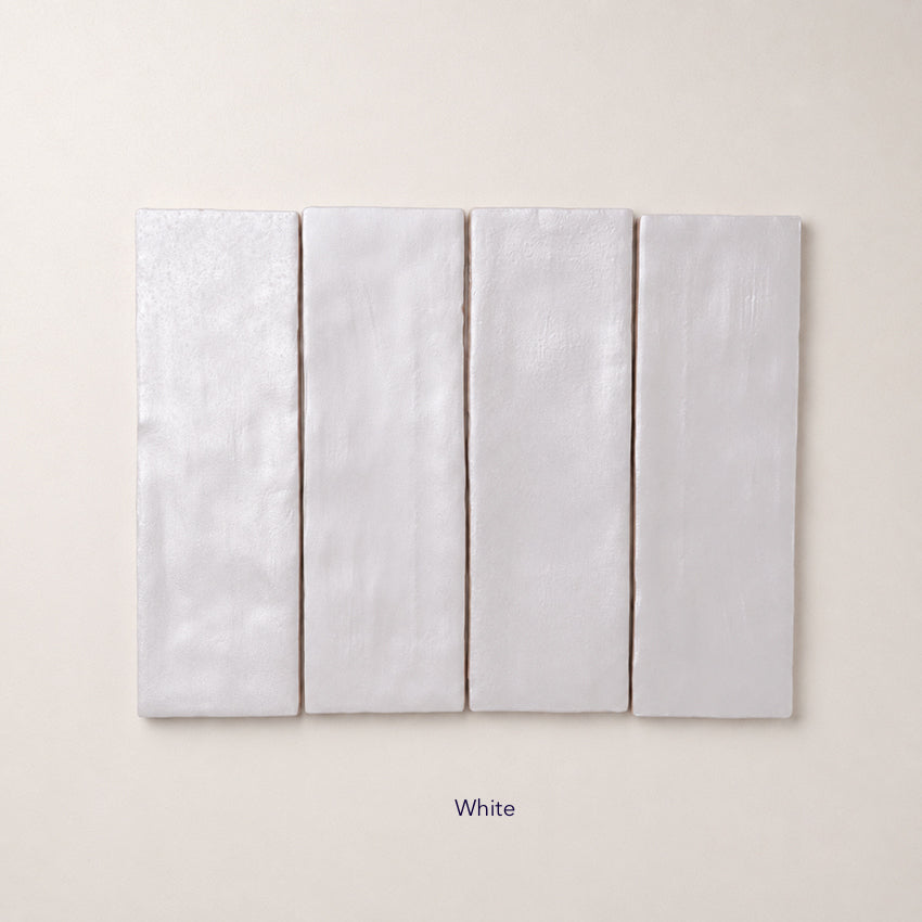 Iris Pearlescent Ceramic Wall Tile | Spanish Gloss Wall Tile in White, Pearlescence finish