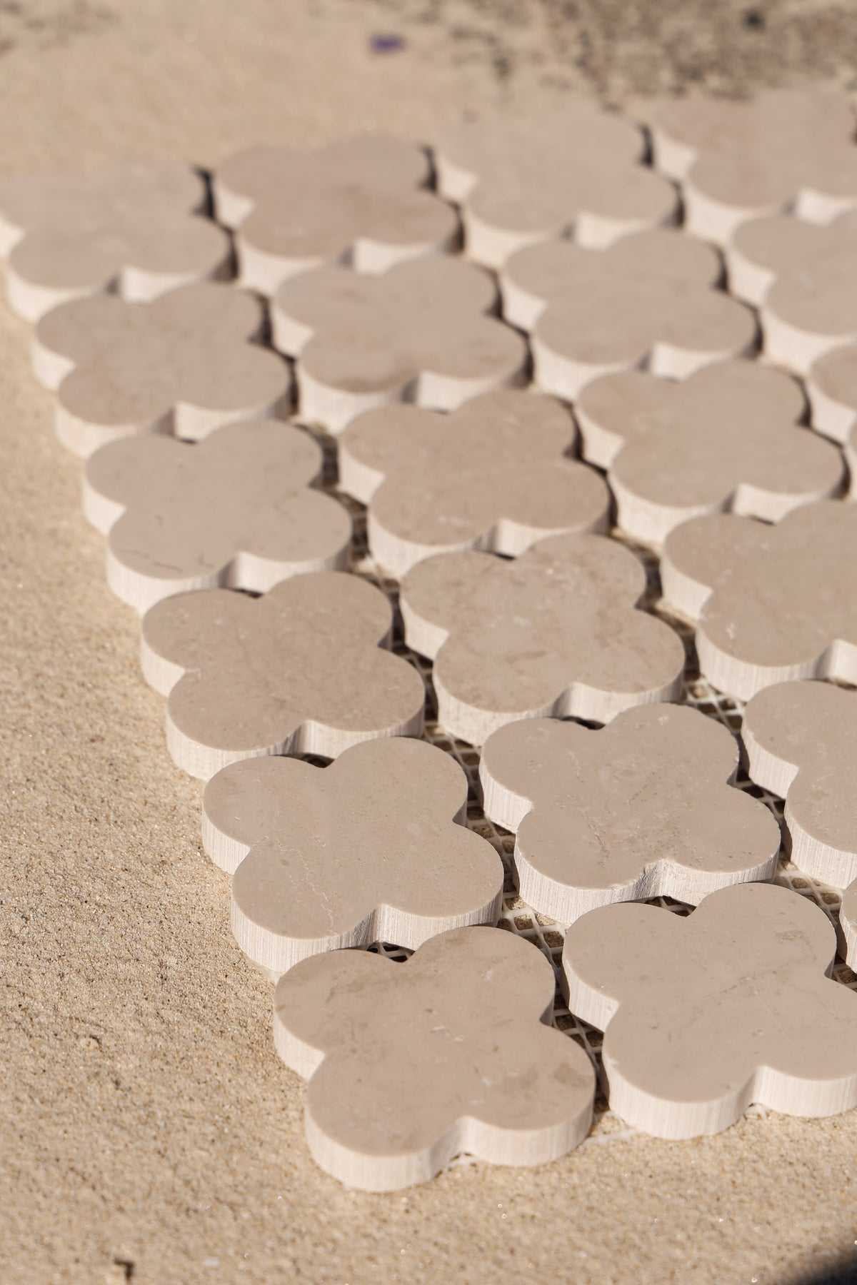 Alhambra Flower Botticino Marble Mosaic 49 mm – Honed finish