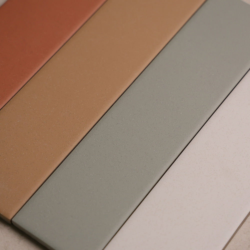 Tapp Spanish Subway Tile - 60x246 mm in Camel, Sage, Terracotta & White, Matt finish